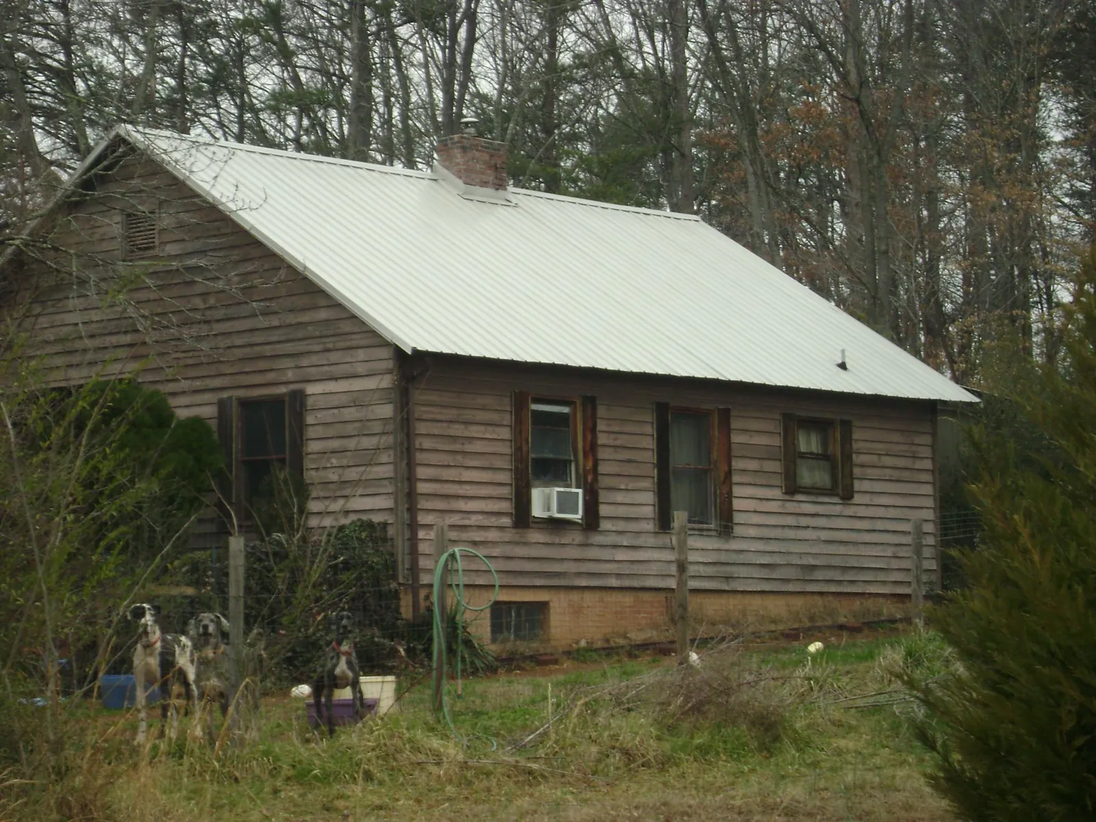 White metal roof on an old wood sided farmhouse, from a Metal Roof Installation job in Evensville